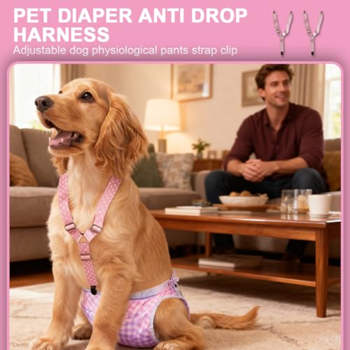 KEMUZ Höschen für weibliche Hunde, Windeln für weibliche Hunde, Hosenträger für Windeln und Bänder für Hunde, Hosenträger für Menstruationshosen für Haustiere, verstellbar und mit guter Elastizität (D