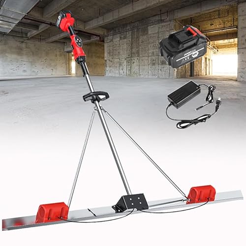 Chape à béton électrique 1,5 m Chape en Ciment Surface en béton Lisse 4,92 Pieds Plaque en Acier Inoxydable Kit de Vibration du béton (Double Moteur)