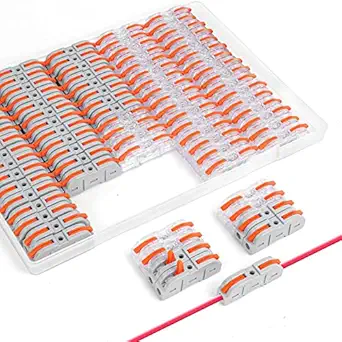 Ainiv 80PCS Lever Wire Connectors, 1 Conductor Compact SPL-1 Wire Connector, Splicing Connectors for Circuit Inline 28-12 AWG, Flame Retardant PA/PC