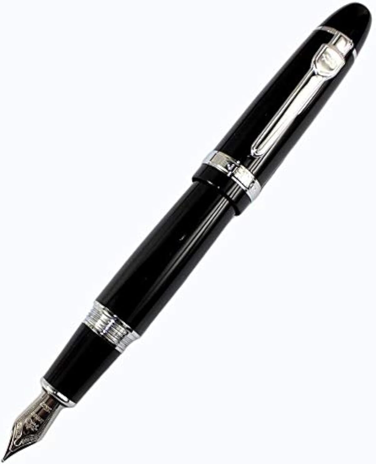 Advanced Fountain Pen 159 Black Bright with Silver Broad Nib
