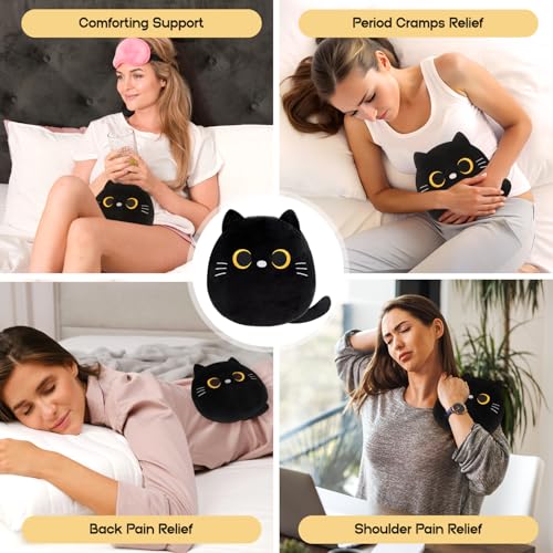 Image of Cat Microwavable Heating Pad Stuffed Animals for Period Cramps Pain Relief | Microwave Portable Heated Pads, Heatable & Coolable Lavender Scented Plush, Cute Stuff Gifts for Women Teen Girls Cat Lovers