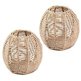 2 Stück Rattan Lampenschirm Boho : Handgewebt Baumwollseil Lampenschirm Rattan, Lampenschirm Hängelampe,Rattan Lampenschirm, Ersatzschirm für Tisch und Wohnbereich