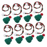 OSALADI 20 Stück Teiliges Mini Strickmützen Schal-Set Santa Knit Hat Kleine Gestrickte Mützen Weiche Farbintensive Wollgarne für DIY Weihnachtsdeko Familienbasteln und Miniaturen