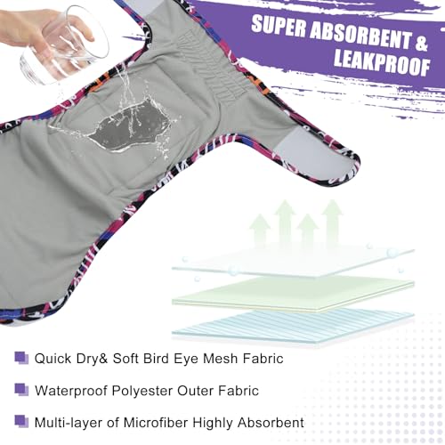 Image of Female Dog Diapers Reusable No Tail Hole Period Panties Washable 3 Pack Diapers Female for Docked-Tail Frenchie French Bulldog Boston Terrier Without Tail U-WWD01XS