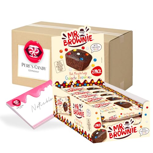 Pere's Candy Bundle für Mr. Brownie Galactic Brownies 12 x 50g + Pere's Candy Notepad DIN A7-25 Blatt