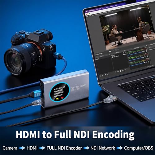 HDMI to Full NDI Encoder | NDI to HDMI Converter, Decoder 1080P60fps with POE, HDMI Loop Out, Low Latency for Live Streaming & Live Production — view 2