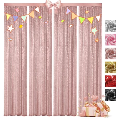 Cortinas VOK Rose Gold Secuenciadas 4 Paneles 2x8FT miniatura 1