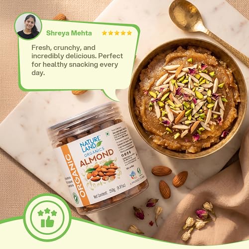 Image of Natureland Organics Almonds 250 Gm, Healthy Organic Dry Fruits