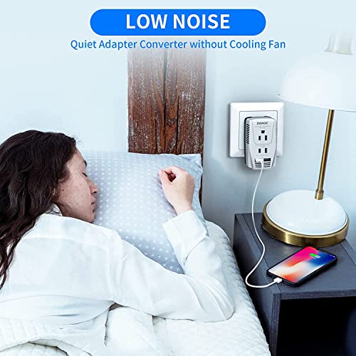 220V To 110V Converter, Doace 2000W Travel Voltage Converter For Hair Dryer Straightener Curling Iron, 10A Power Adapter With 2 Usb And Eu/Uk/Au/Us Plugs For Charging Laptop Tablet Camera Cell Phone #TOP6