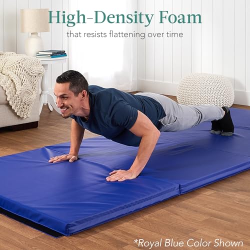 Image of Best Choice Products 10ftx4ftx2in Folding Gym Mat 4-Panel Exercise Gymnastics Aerobics Workout Fitness Floor Mats w /Carrying Handles