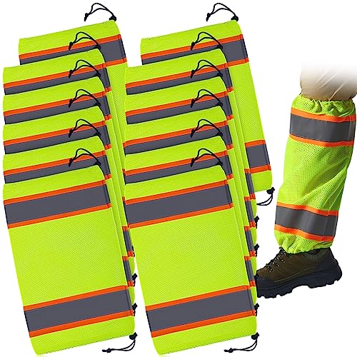 Hercicy Reflective Two Tone Mesh Leg Gaiters High Visibility Polyester Leg Gaiters(Green,4 Pcs)
