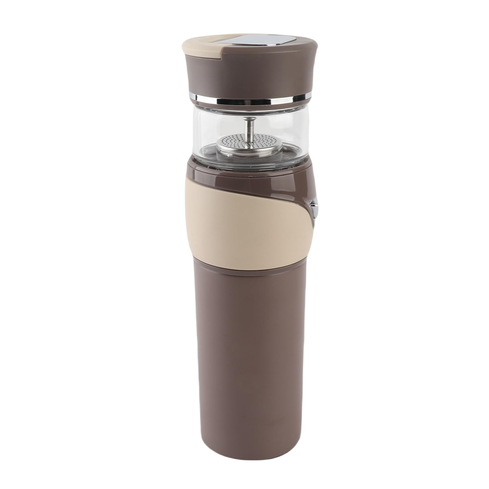 SIXRUN Botella de té con Infusor Vaso de té de Acero Inoxidable Taza de Viaje Aislada de Doble Capa para Oficina, Hogar y Uso Diario Mantiene el, el café o el Jugo Caliente o Frío (BROWN)