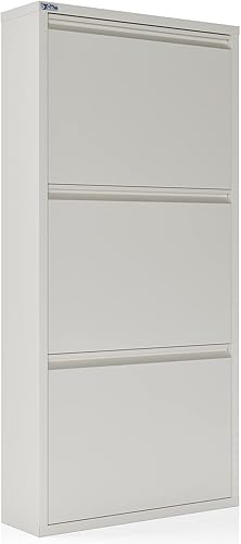 Vista 77 de Gabinete de zapatos de metal de 5 niveles con tapa, organizador de almacenamiento de zapatos duradero para entrada, armario de estante de zapatos