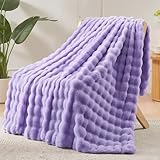 NEWCOSPLAY Faux Fur Throw Blanket Lavender Bubble Blanket Thick Warm Soft for Couch Sofa Bed 550GSM (Lavender, Throw(50'x60'))