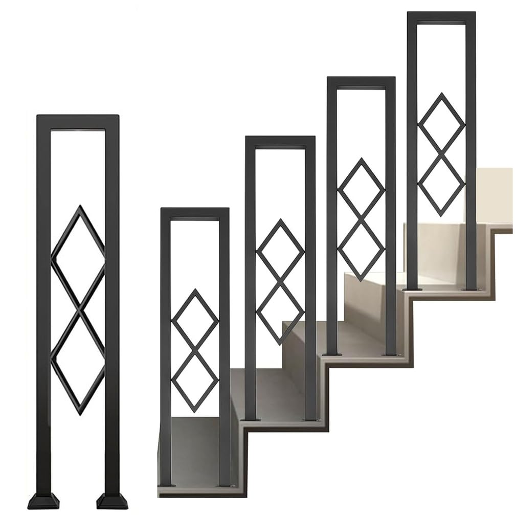 Rambarde d'escalier en métal noir 95 cm main courante extérieure en U