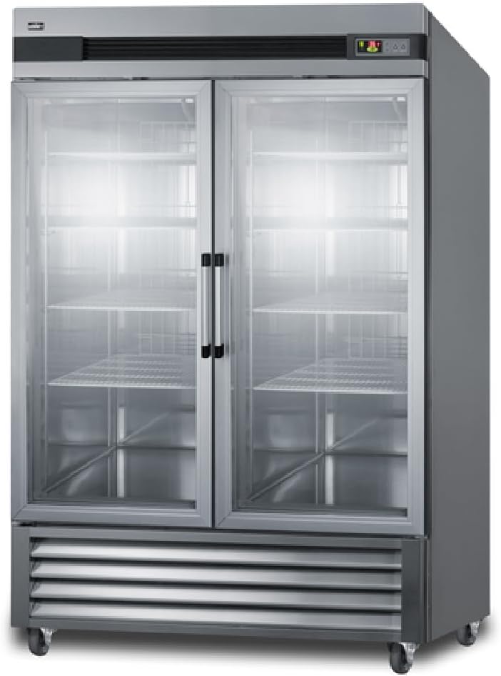 Summit 55" Merchandiser Reach-in Freezer with Two-Swing Glass Door | Frozen Display Refrigeration for Convenience Store | 49 Cu. Ft, (8) Shelves, 55.25"W x 31"D x 83.75"H, Stainless Steel, 115v, NSF