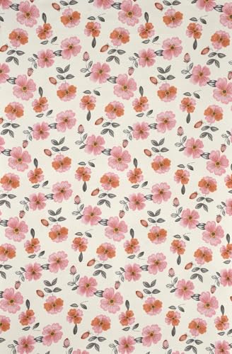 Image of COVE & HUES Cotton Diwan Set Covers |8 Pieces Diwan Cover Set|300 TC Fabric| Pure Cotton Printed Deewan Set (1 Single Bedsheet, 2 Bolster Covers, 5 Cushion Covers)|Orange Rose|KC 09