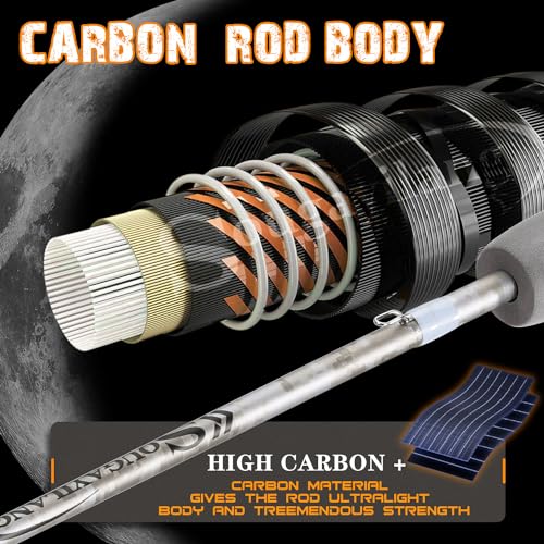 Sougayilang Angelrute, IM6 Graphit Casting Rod - Zwei Teile, SuperPolymer Griff Angelrute für Barschangeln- 1,8M