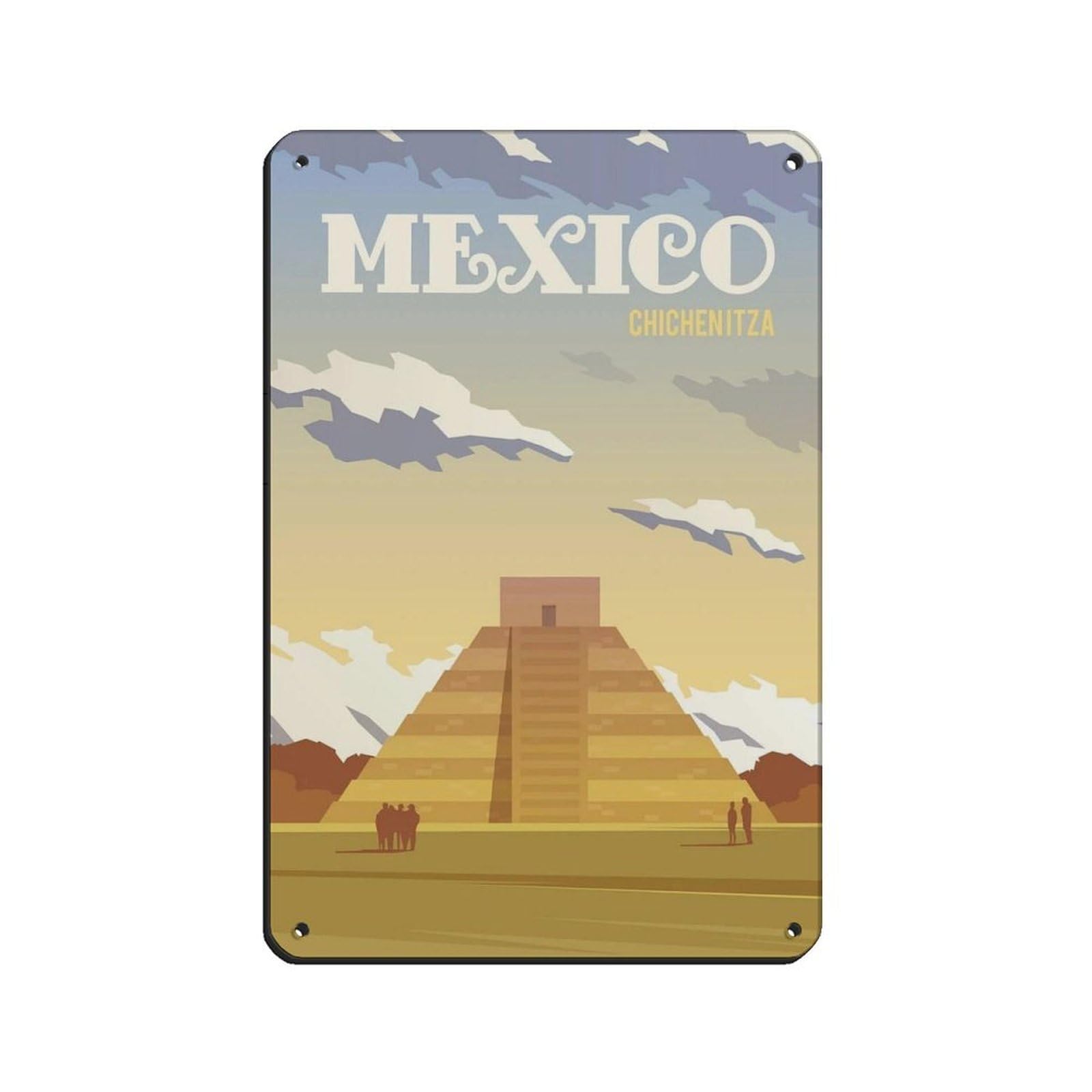 Mexico Travel Poster, Mexico Poster Retro Poster Metal Tin Sign Chic Art Retro Iron Painting Bar People Cave Cafe Family Garage Poster Wall Decoration 8x12inch(20x30cm)