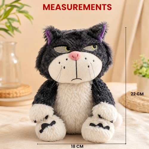 Image of Cute Grumpy Cat Plush Soft Toy Brown & Beige | Adorable Angry Expression Kitty Stuffed Toy with Yellow Eyes & Paw Detail | Premium Soft Cuddly Toy for Kids, Gifting & Decor