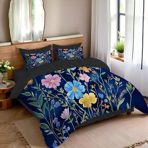 Ensemble literie microfibre bleu royal et motif papillons - 3