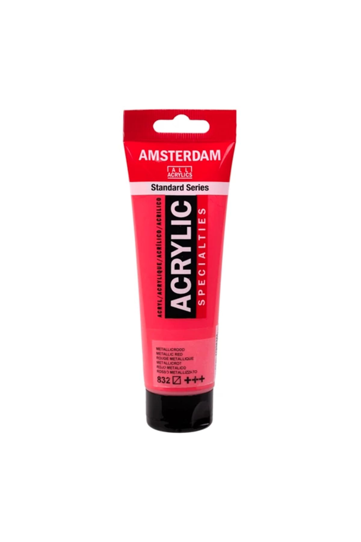 Amsterdam Standard Series Acrylic Paint Metallic Red 832, 120 ml, Semi-Transparent, Excellent Lightfastness, Medium Viscosity, 100% Acrylic Resin, Waterproof, Versatile for Various Surfaces