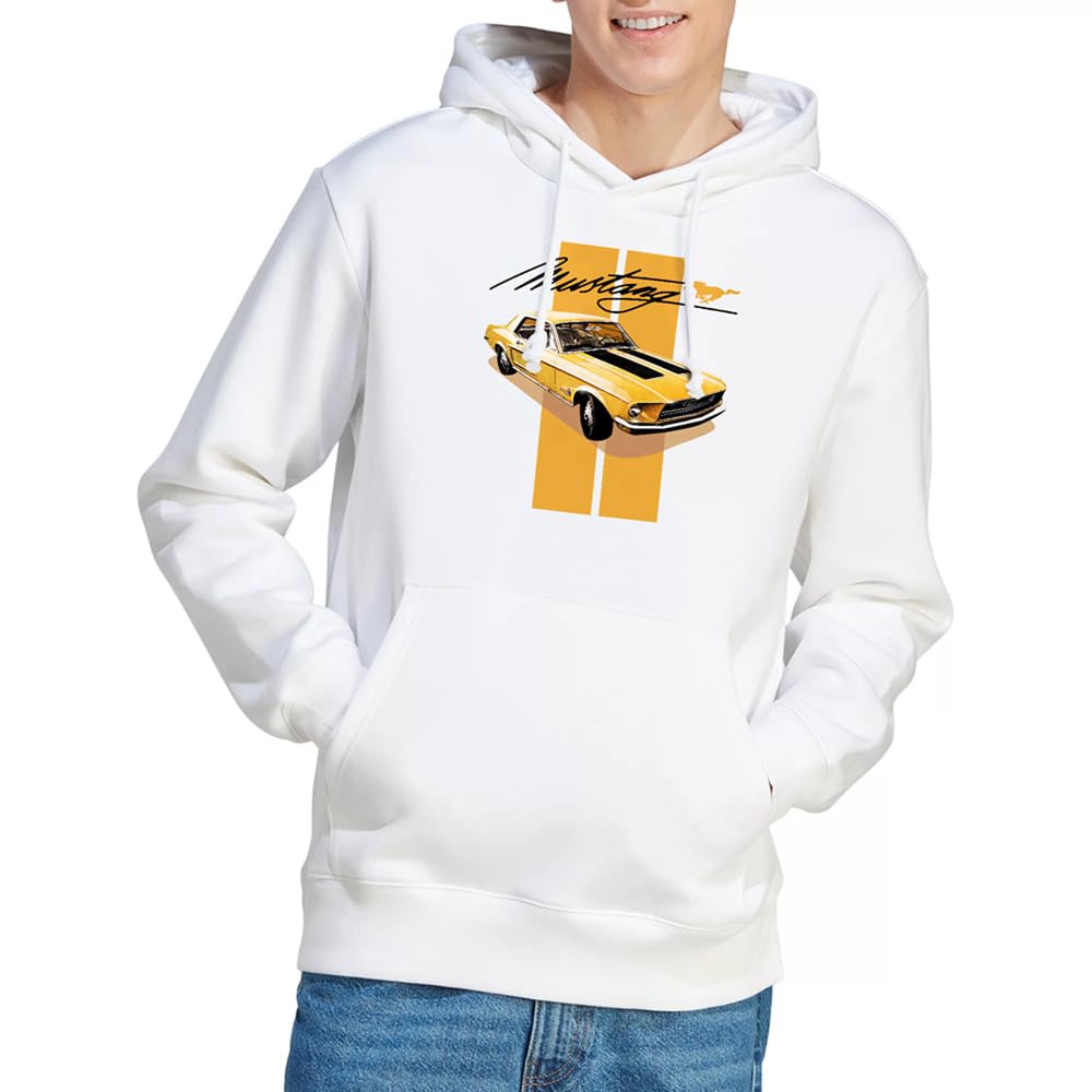 Ford Men's White Mustang Stang Stripes Hoodie in Size 2XL, Sports Direct