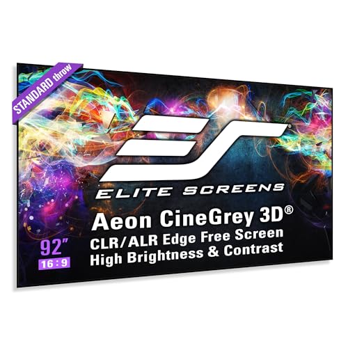 Image of Elite Screens Aeon CineGrey 3D, 92" Fixed Frame CLR/ALR Projector Screen 16:9, Standard Throw Projection, Edge Free Ceiling & Ambient Light Rejecting, Wall-Mounted, for Movie Home Theater, AR92DHD3