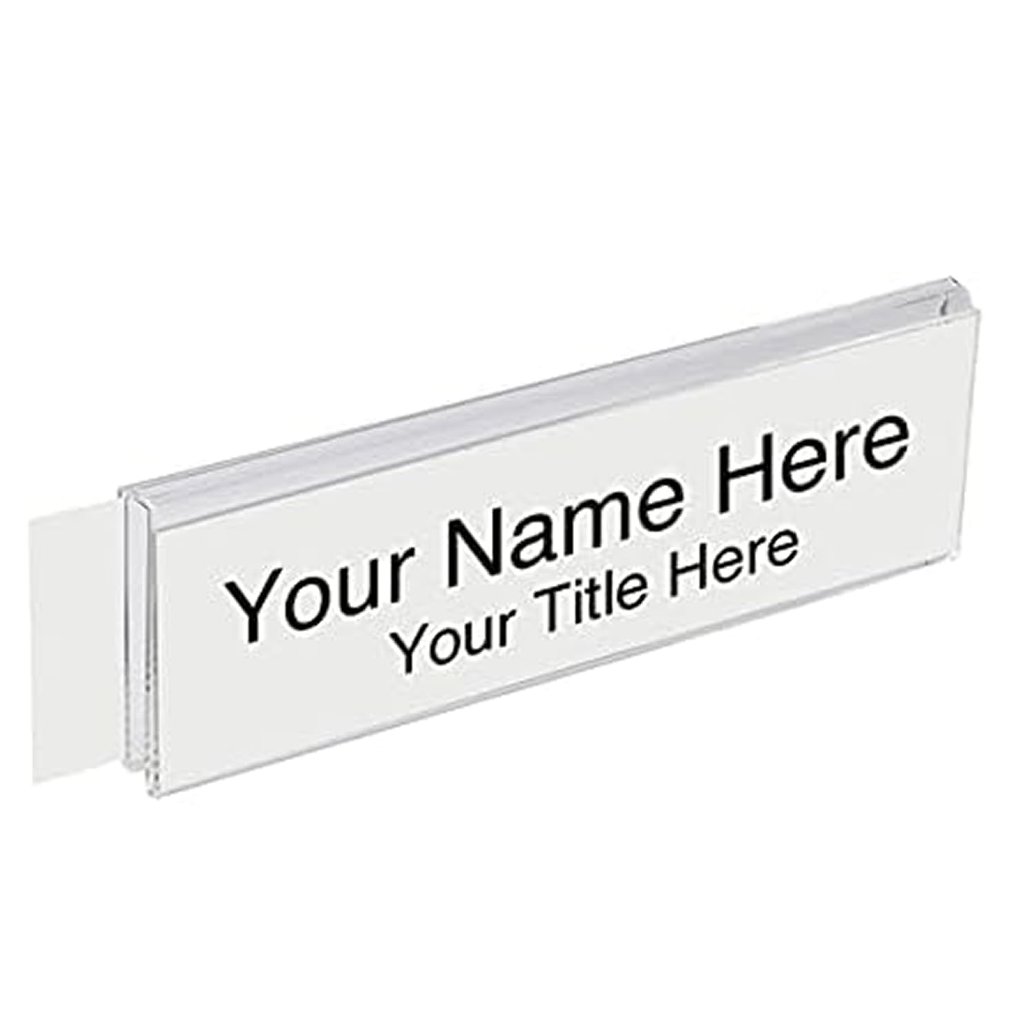 Plastic Products Mfg - Soporte de placa de identificación de acrílico de 8.5 x 2.5 pulgadas para pared de vidrio de 3/4 pulgadas, soporte transparente de doble cara para placa de identificación de