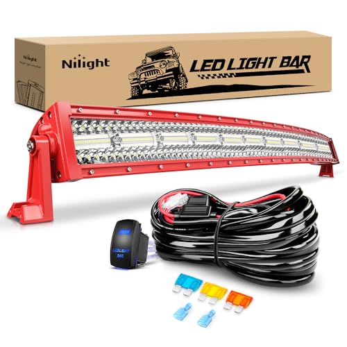 Image of Nilight LED Light Bar 42 Inch with Wiring Kit on Truck SUV UTV, Red Shell