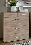 mit sieben Schubkästen Dreams4Home Kommode \' Brixx II \', Schlafzimmerkommode,Schubkastenkommode,Eiche-Sägerau,Flur,Diele