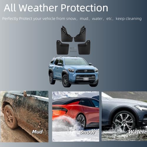 Image of No Drill Mud Flaps Splash Guards Compatible with Toyota 4Runner 2025-2026(Not Fit TRD Pro Trailhunter)，OEM Style Textured Black Custom Fit All Weather Exterior Accessories(4PCS)
