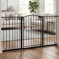 Regalo Safety Super Wide Arched Baby Gate for Hallways, Doorways & Bottom of Stairs, Fits Openings 75-150cm (Extensions Included), Pressure Mounted for Babies, Toddlers & Pets, Bronze