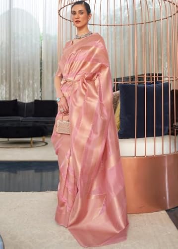SGF11 pink handloom silk saree in organza silk – image 2