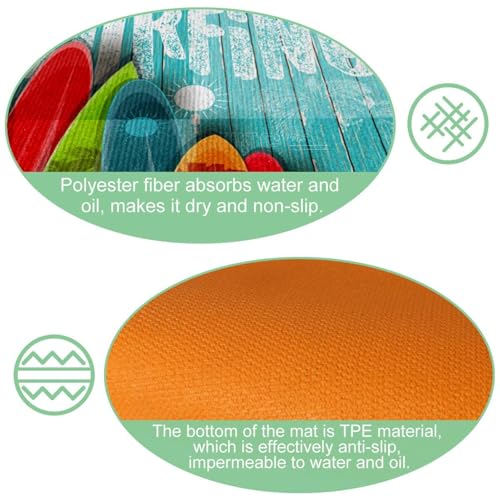 Tapis de cuisine absorbant style surf antidérapant et lavable | Lot de 2 - 6