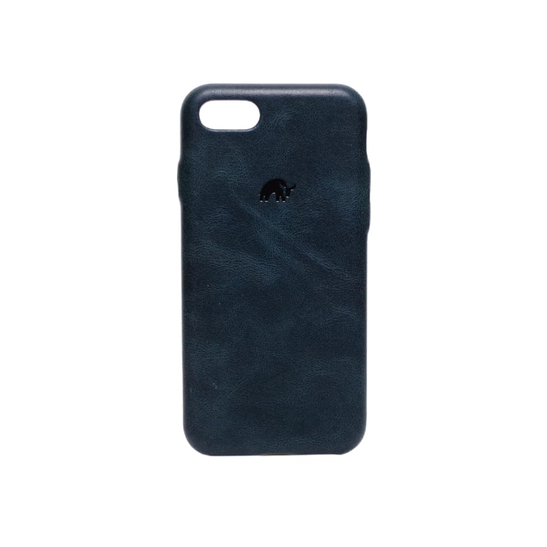 Bullstrap Premium Leather Phone Case Compatible with Apple iPhone SE, Ocean Blue Leather