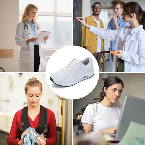 Image of SURRAY Womens Walking Shoes for Plantar Fasciitis, Arch Support Orthotic Sneakers Comfortable Tennis Shoes for Foot Pain Relief PinkGrey US Size 6-11