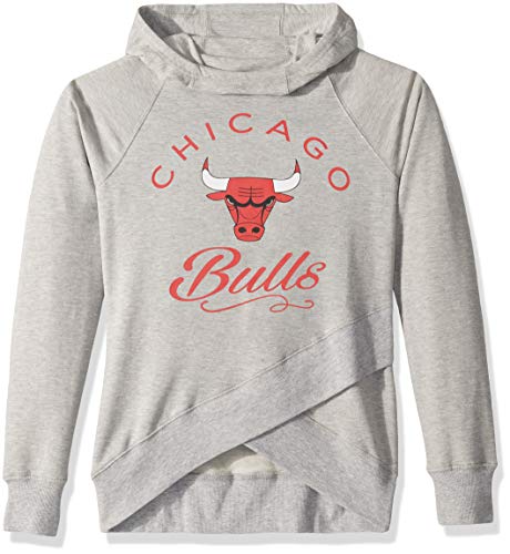 Outerstuff NBA NBA Youth Girls Chicago Bulls The Bridge Long Sleeve Funnel Neck Hoodie, Heather Grey, Youth Medium(10-12)