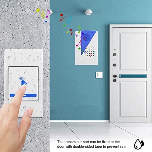 Image of Wireless Doorbell Kit Over 100 Feet Range Door Bell Chime LED Flash Cordless Wireless Calling Remote Cantrol Door Bell (Multicolor) for Home, Shop, Office and Hospital (Multi-Design)