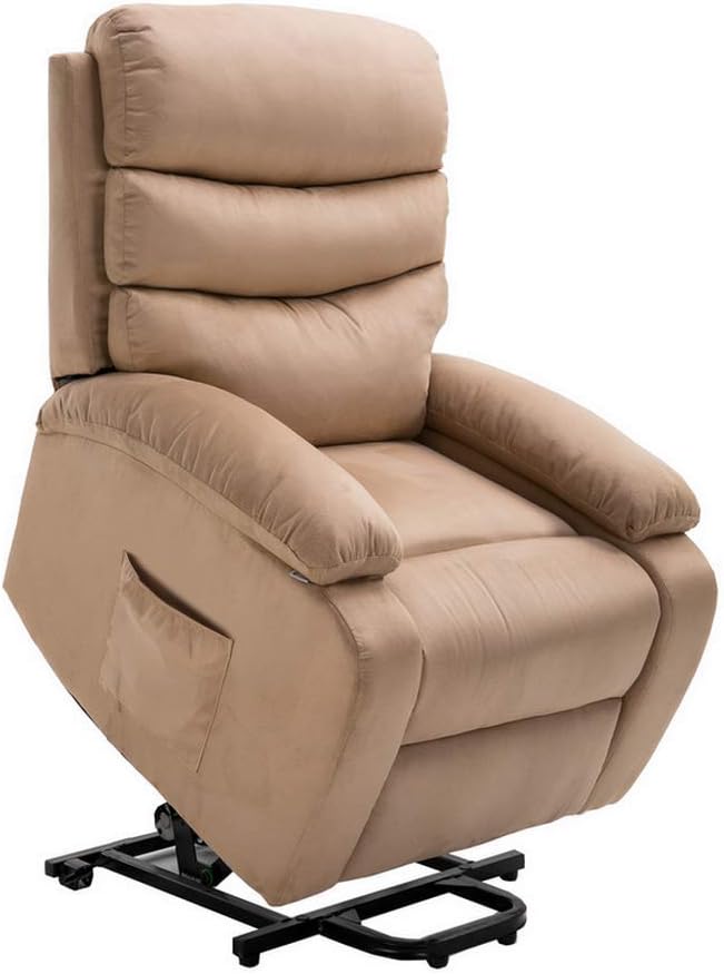 Microfibre Power Lift Electric Recliner Chair w/Massage, Heat (Taupe)