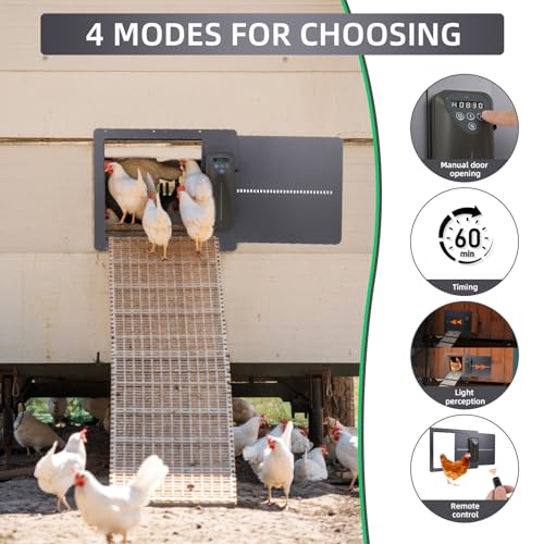 Pureguilt porta automática do galinheiro alimentada por energia solar com temporizador, sensor de lu