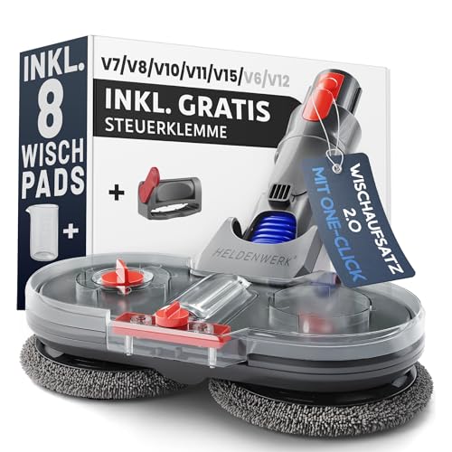 HELDENWERK Wischaufsatz für Dyson elektrisch für V7/V8/V10/V11/V15 Staubsauger I Wischmopp Aufsatz...