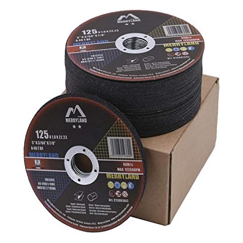 Merryland Trennscheibe 125 Metall Edelstahl Stahl für Winkelschleifer, 125 X 1,0 mm Dünn Flexscheibe Gerade 50 Stück, Craft-Line C13081042 Cover