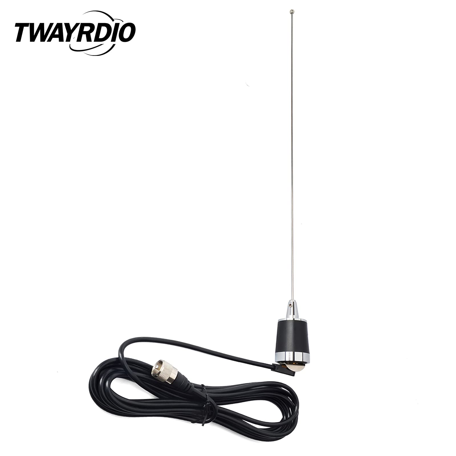 TWAYRDIO Antena NMO de doble banda de 144 MHz/430 MHz, montaje de antena NMO de 3/8 pulgadas con cable coaxial RG58 de baja pérdida de 13 pies, enchufe PL259 para Motorola Midland Yaesu Icom Mobile de