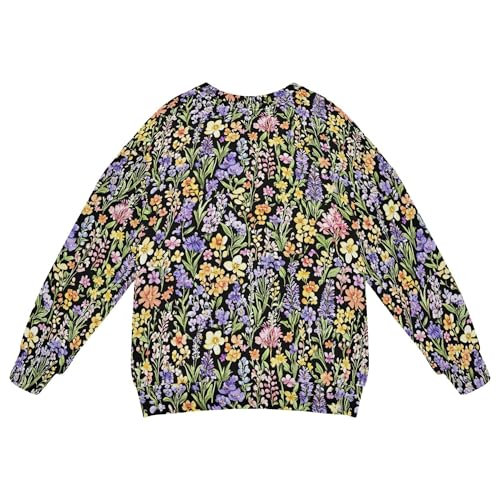 JUNZAN Flowers Orchid Lavender Hosta Black Kids Girls Hooded Sweatshirt Fleece Sweatshirts for Boys Sports 4T2