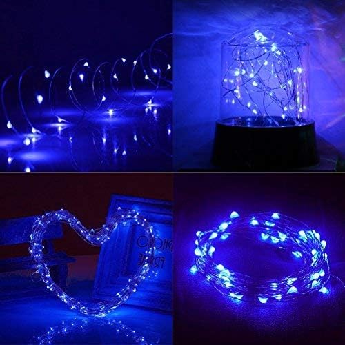 Ankway Solar String Lights Blue 200 LED Solar Fairy Lights 3-Strand Copper Wire Light 8 Modes 72ft Outdoor String Lights Waterproof Twinkle Lights for Patio Tree Garden Fence Indoor Wedding Party