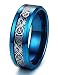 Tungary 8mm Tungsten Rings for Men Wedding Engagement Band Dragon Blue Beveled Edge Size 6-14