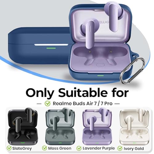 Image of Soft Silicone Case Cover Compatible for Realme Buds Air 7 | 7 Pro -Blue.