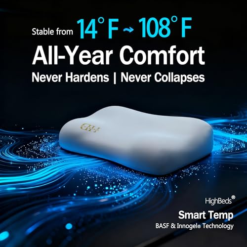 Image of HighBeds Cervical Neck Pillow for Neck Pain Relief- Memory Foam Pillow for Side and Back Sleepers, BASF Support with Ergonomic Pillow(Grey)
