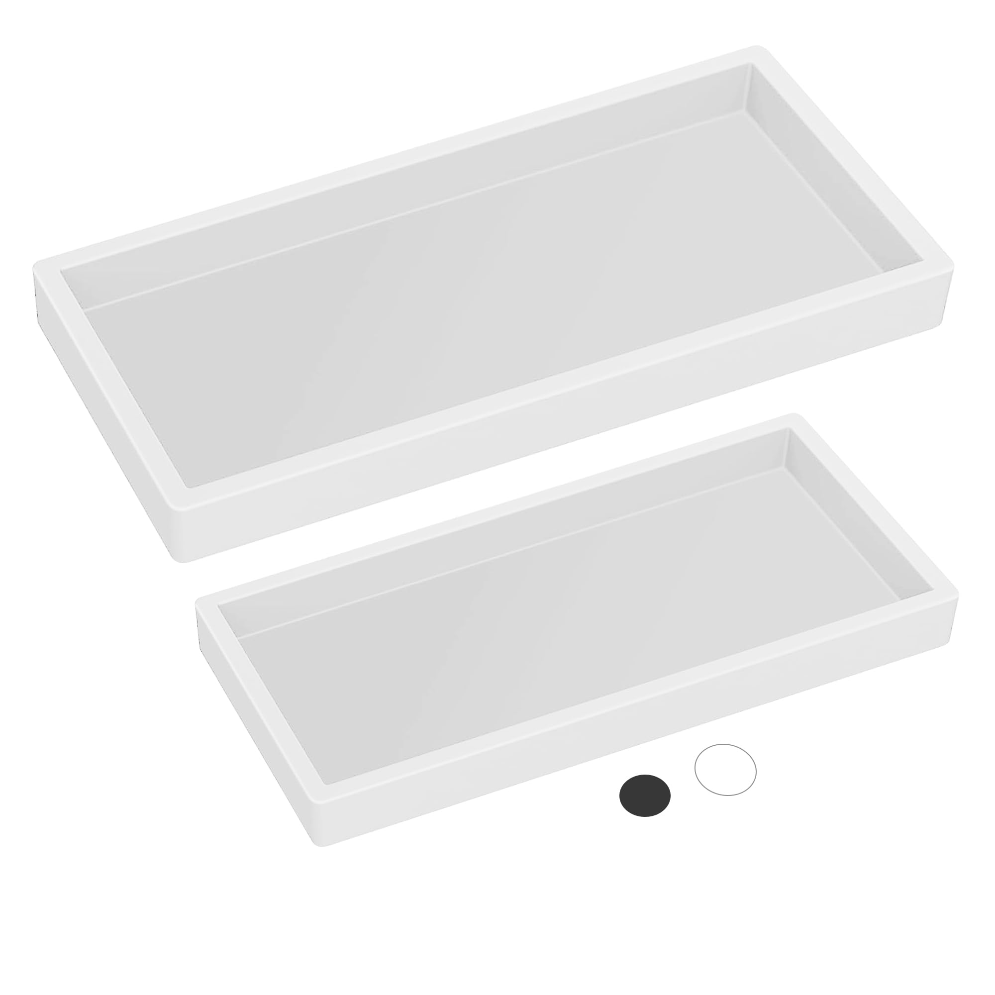 Silicone Countertop Tray – Small + Large Vanity Organizer for Bathroom, Kitchen, or Dresser – Holds Soap Bottles, Candles, Perfume, Jewelry, Keys – Modern, Non-Slip & Shatterproof